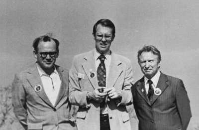 В.А.Кириллов, профессор Хармон Рэй (США) и М.Г.Слинько во время Советско-американского симпозиума по катализу , 1978 г.